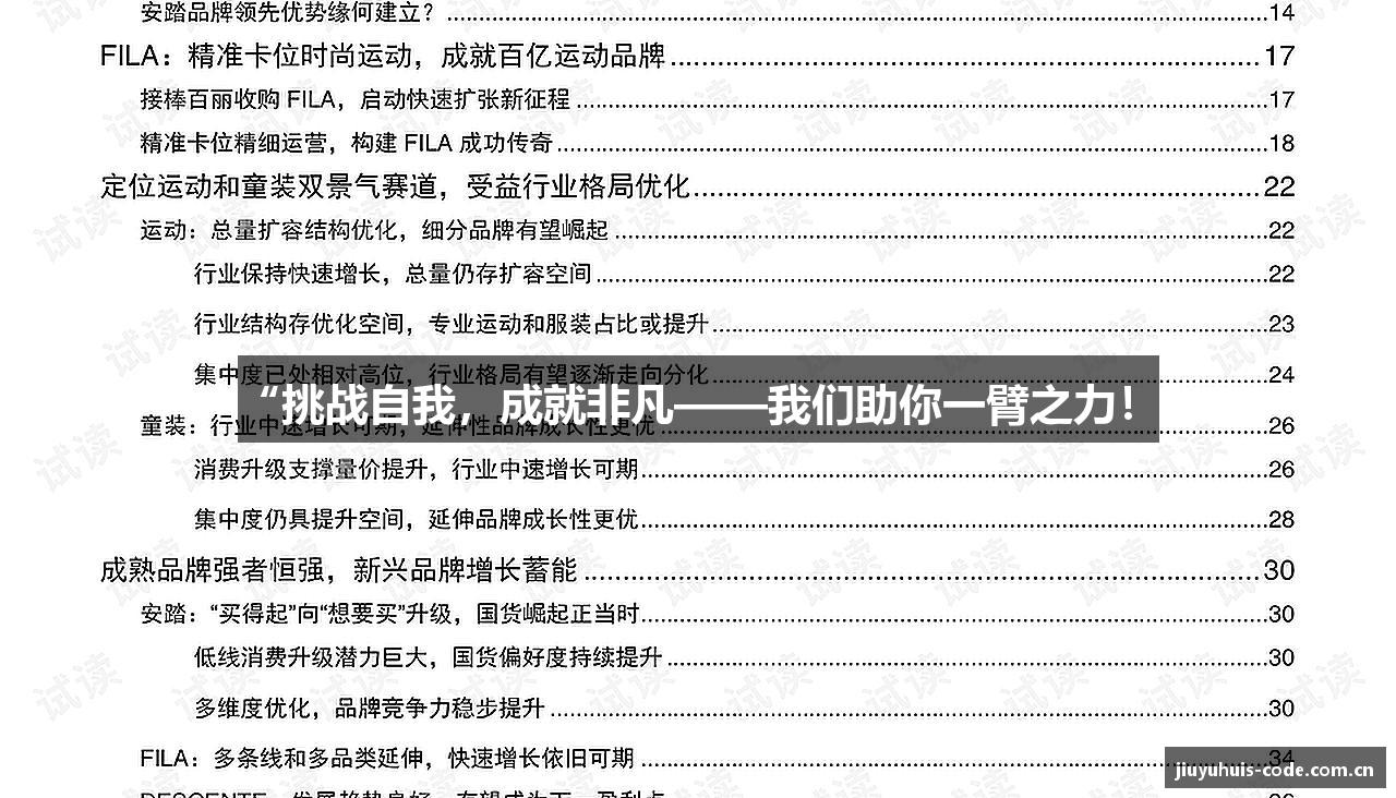 “挑战自我，成就非凡——我们助你一臂之力！”
